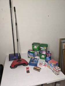 lot 296 image: (2) Carpet and Floor Sweepers, Cascade Dishwasher Pods, Finish Gel-Packs and Liquid