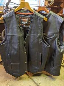 lot 356 image: 2 Mens Black Leather Vests