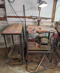 lot 393 image: 2 Metal and Wood Work Benches