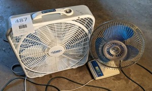 lot 487 image: Box Fan and Table Fan 