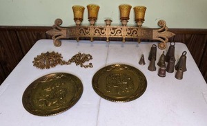 lot 370 image: Antique Bells, Brass Plates, Misc. Decor