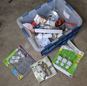 lot 379 image: Bin Full of Lightbulbs