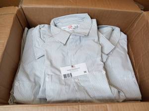 lot 36 image: Open Box 7 White Grey G&K Striped Dress Shirt Size XL All New in Box