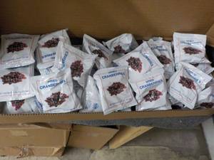 lot 119 image: Box of 60 Bags Dried Cranberries p...