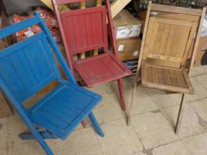 lot 244 image: 3 Wood Collapsible Chairs...