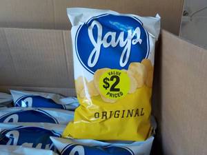 lot 294 image: Case of Jays Potato Chips past bes...