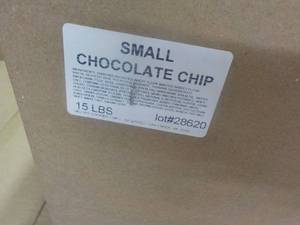 lot 386 image: 15 lb Box Small Chocolate Chip Cook...
