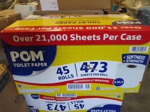 lot 34 image: Case of Pom Bath Tissue 2 ply473 S...