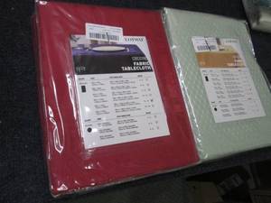 lot 121 image: 2- 60x144 inch Fabric Tablecloths...