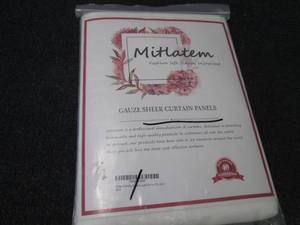 lot 162 image: 2- 52x96 inch Gauze Sheer Curtain p...