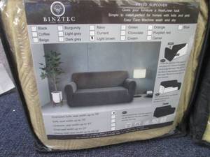 lot 177 image: Light Brown Oversized Sofa Slipcove...