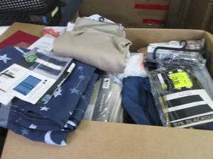 lot 186 image: Box of Assorted Curtain Panels & Fu...