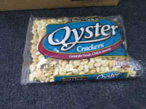 lot 203 image: Case of 12- 9 oz Bags Oyster Cracke...