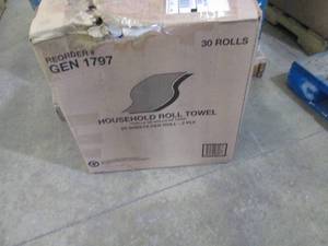 lot 295 image: Case of 30 Rolls Paper Towels- dama...