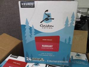 lot 326 image: 4- 24 pks Caribou Coffee Mahogany D...
