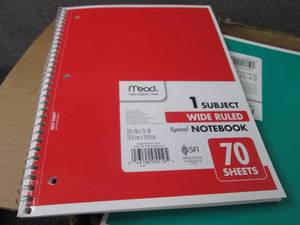 lot 332 image: 24 Wide Ruled 1 Subject Notebooks...