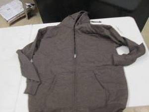 lot 96 image: mens insulated brown XL zip up hood...