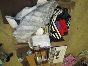 lot 237 image: pallet of misc , books blankets , b...