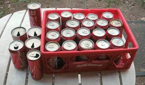 lot 98 image: Coca Cola cans and tray - some full...