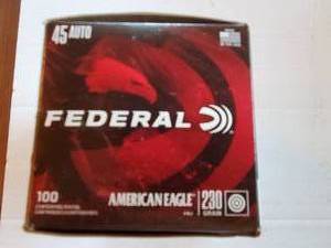 Federal 45 Auto 230 Grain Centerfire Cartridges (100 Rounds)