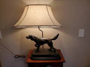 BEAUTIFUL BRONZE CAST HUNTING SETTER DOG LAMP VINTAGE