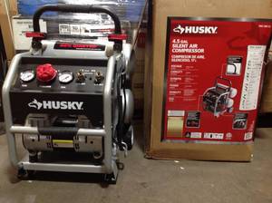 Husky 4.5 Gal. Portable Electric-Powered Silent Air Compressor customer return see all pictures