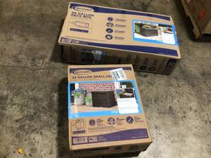 lot 4 image: Lot of 2 Suncast 50 Gal. Resin Deck Box & Trellis 22 Gal. Resin Deck Box see all pictures