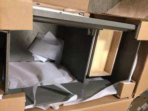 lot 11 image: Home Decorator Collection Naples 36 in. W Bath Vanity Cabinet Only in Distressed Grey with Left Hand Drawers see all pictures