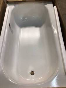 lot 21 image: Bootz Industries Kona 54 in. Left Drain Rectangular Alcove Soaking Bathtub in White see all pictures