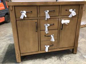 lot 31 image: Home Decorator Collection Bellington 42 in. W x 22 in. D Vanity in Almond Toffee with Cultured Marble Vanity Top in White with White Sink customer return see all pictures