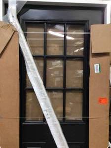 lot 37 image: Masonite 36 in. x 80 in. 9 Lite Right-Hand Inswing Painted Steel Prehung Front Exterior Door with Brickmold see all pictures