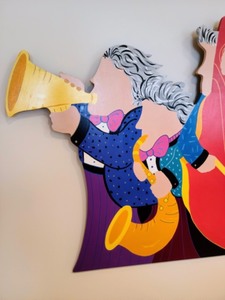 Painted Wood Jazz Band Wall Hanging