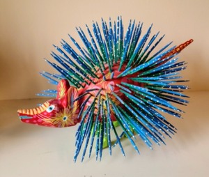 Colorful Mexican Painted Wood Porcupines