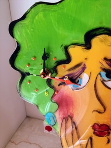 Bright and Colorful Painted Contemporary Style Plexiglass Clock