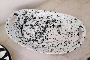 Pair of Black and White Ceramic Serving Dishes