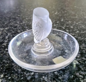 Lalique Crystal Owl Ring HolderDish