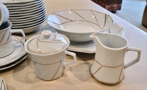 Ranmaru White and Gold Accented Dish Set