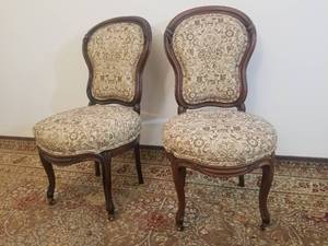 Pair Restored Walnut Side Chairs