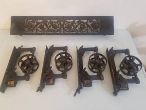 Victorian Pocket Door Trolleys Decorative Iron Panel