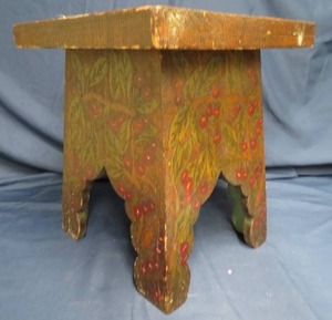 VINTAGE  ANTIQUE CARVED WOODEN STOOL.