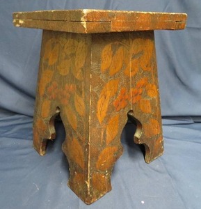 VINTAGE  ANTIQUE CARVED WOODEN STOOL.