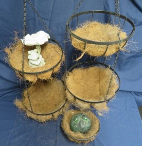 2 DOUBLE HANGING BASKETS WITH COCO LINERS PLUS