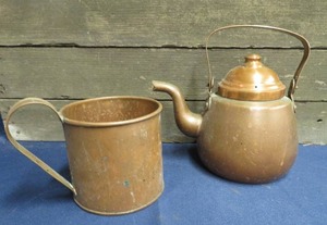 COPPER TEA POT AND CUP