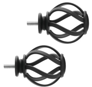 lot 607 image: Mix and Match 1 in. Swirl Cage Curtain Rod Finial Set in Matte Black (2-Pack) - Set of 2