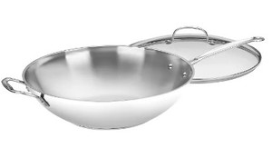 lot 537 image: Cuisinart Chefs Classic 14 Stainless Steel Stir Fry Pan with Cover - 726-38H