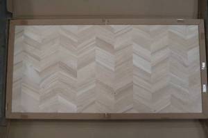 lot 524 image: Hardwood Reflections Unfinished Hevea Chevron 4 ft. L x 25 in. D x 1.5 in. T Butcher Block Countertop 1525HDRWCHV-50
