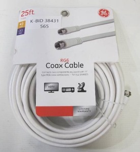 GE 25 ft. RG6 Dual Shield White Coaxial Cable