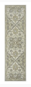 ALLEN  ROTH Brookford 2 x 8 Ivory Soft Green Indoor Medallion Oriental Handcrafted Runner