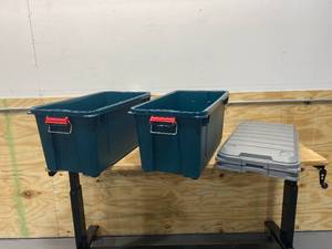 Lot of 2 Plastic Storage Bins with Covers
