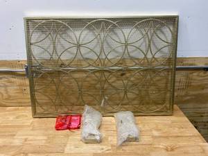 41 in. Iron Gold Single Panel Durable Fireplace Screen